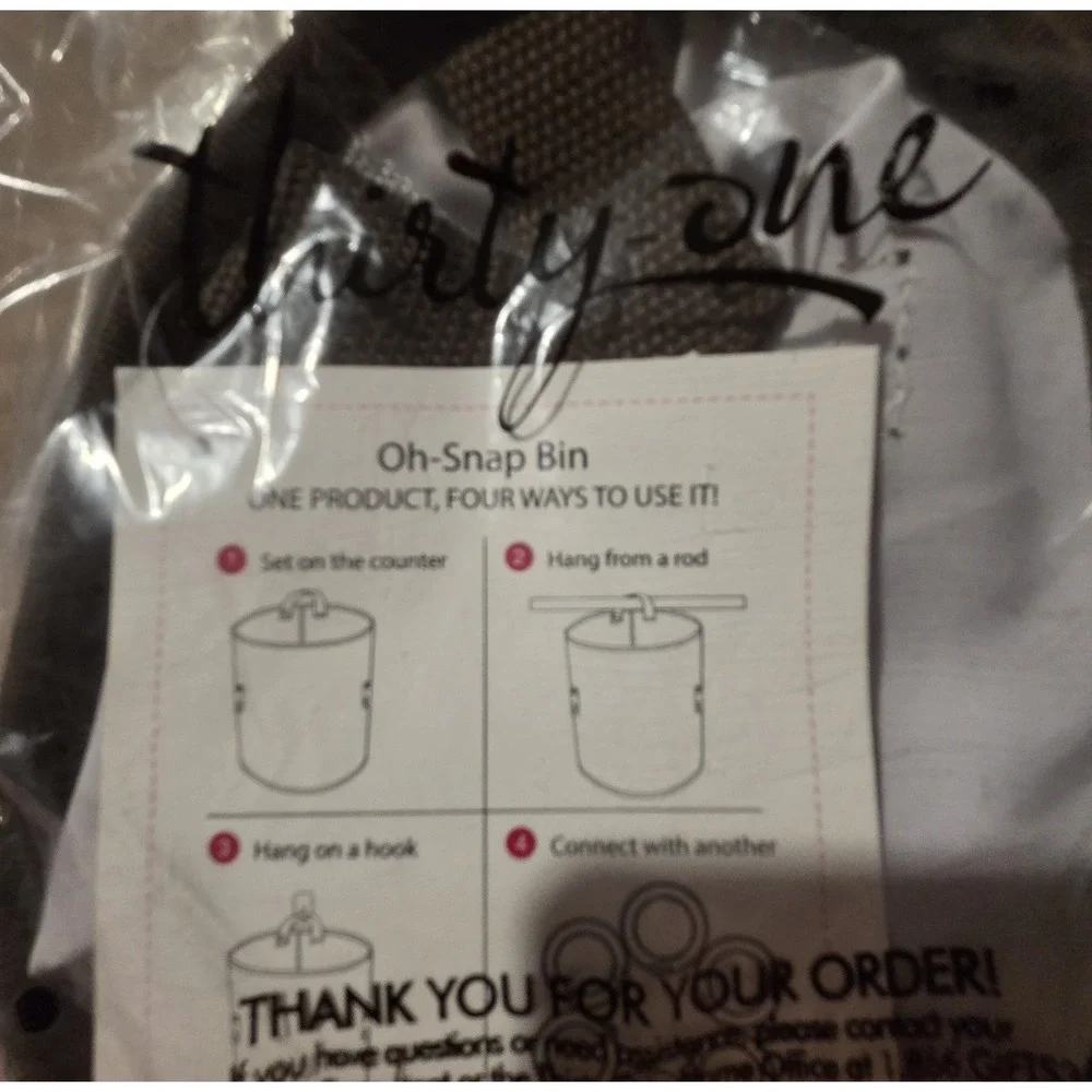 Thirty-One Oh-Snap Bin Taupe Cross Pop Retired New‎